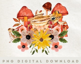 Cottagecore PNG | Goblincore Instant download | Mushroom Sublimation design | Woodland shirt print | Frog sublimation | Fairy png