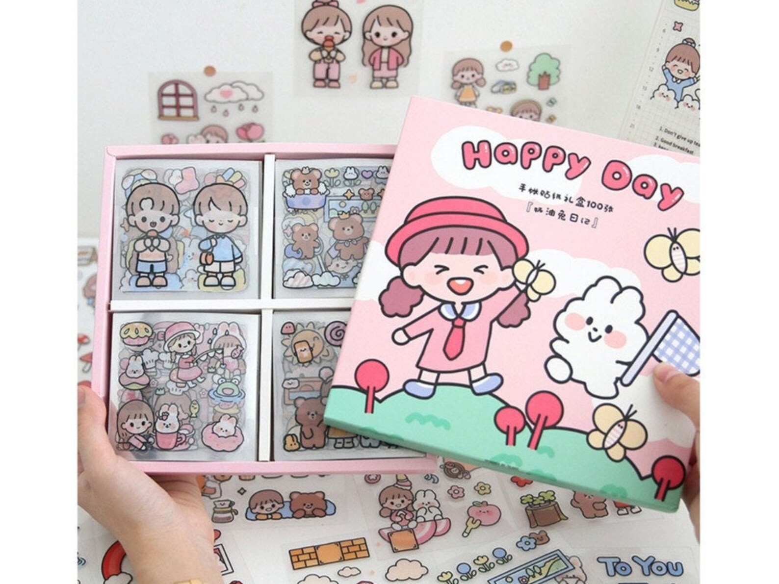 100pcs Sticker Gift Box Cute Telado Puff Ins Style Waterproof Etsy