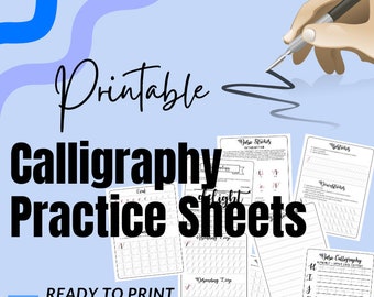 Calligraphy Practice Sheets | Printable Handwriting Practice Sheets for Adults and Students | Hand Lettering Workbook- Ipad Procreate