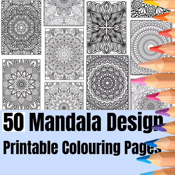 50 Mandala Coloring Pages | Adult Coloring Pages | Printable Mandala coloring PDF | Digial mandala coloring pages