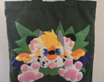 Custom Character Fleece Bag: Handsewn Recycled Tote (15x15 inches)