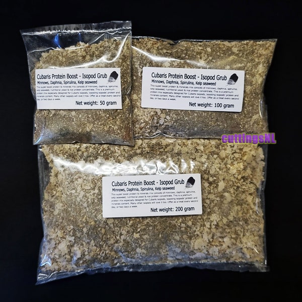Cubaris Protein Boost: Minnows, Daphnia, Spirulina, Kelp seaweed | isopod grub | 50 / 100 / 200 gram