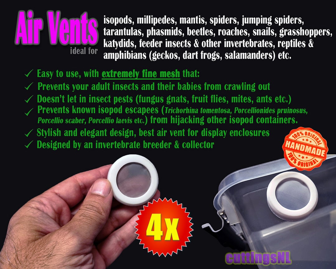 Air Vent Ventilation W/ Ultra Fine Mesh Isopods, Millipedes, Mantis