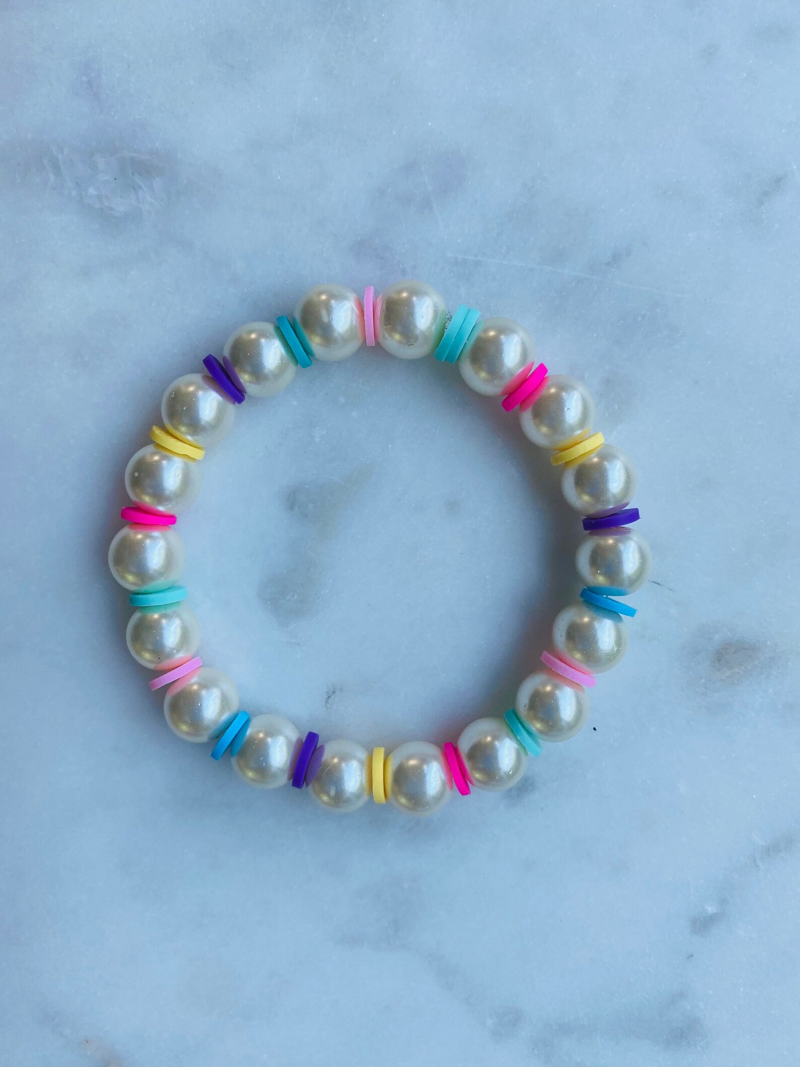 Preppy rainbow bead pearl bracelet | Etsy
