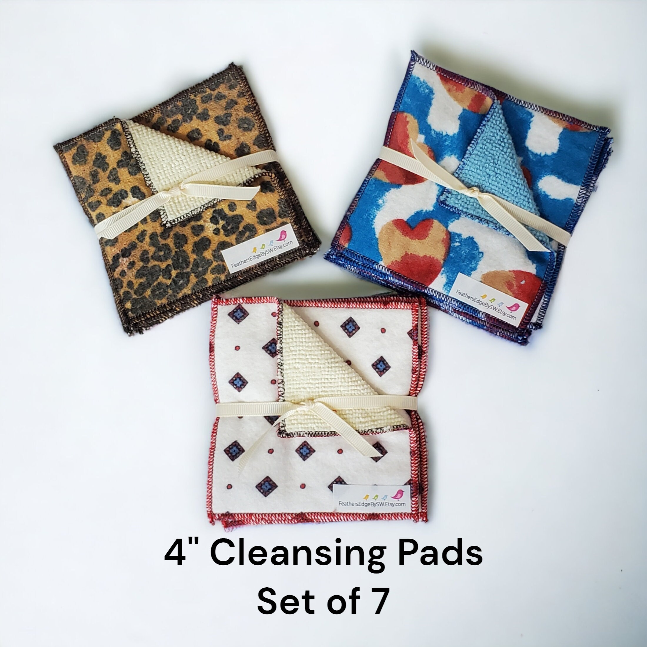 Facial Cleansing Pads, Cloths, Washable, Reusable, Sustainable, 4 inches, 10 cm
