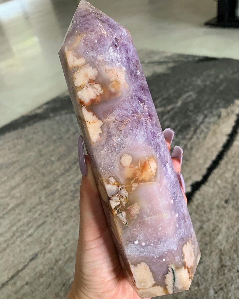 4.75 Druzy Pink Amethyst Flower Agate Tower Home & Living Rocks