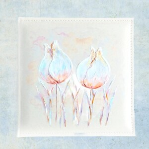 Album photo peint à la main avec tulipes / Livre à couverture rigide exquis avec surface dimensionnelle / Pages blanches à l'intérieur / Cahier de dessins artistiques 3D
