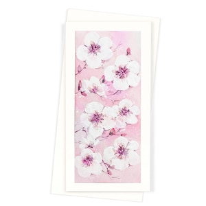 Biglietto di auguri in pura seta con fiori di ciliegio e busta / Illustrazione originale giapponese di Sakura fatta a mano / Biglietto regalo floreale per matrimonio