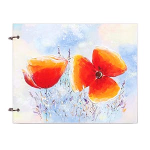 Album photo recouvert de soie pure peint à la main/Livre de mariage exquis 100 % soie/Cahier à couverture rigide tulipe