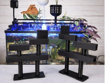 Aquarium Light Riser for Rimmed Tanks | 3D Printed Hydroponic LED Mount | Dual Tab Staggered Light Extender