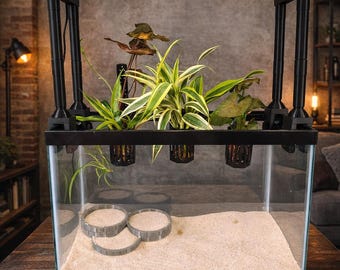 Aquarium Light Riser for Rimmed Tanks | Extended Height Light Riser | 3D Printed Hydroponic LED Mount | Adjustable Light Extender