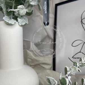 Personalised feather memorial bauble, memorial gift, remembrance tree ornament, Christmas decoration, white feather ornament