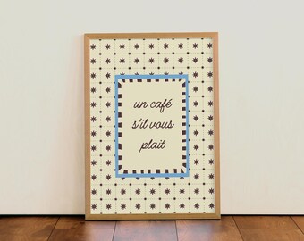 Un cafe | Coffee | Quote Colourful Typographic Wall Art Print | For Kitchen