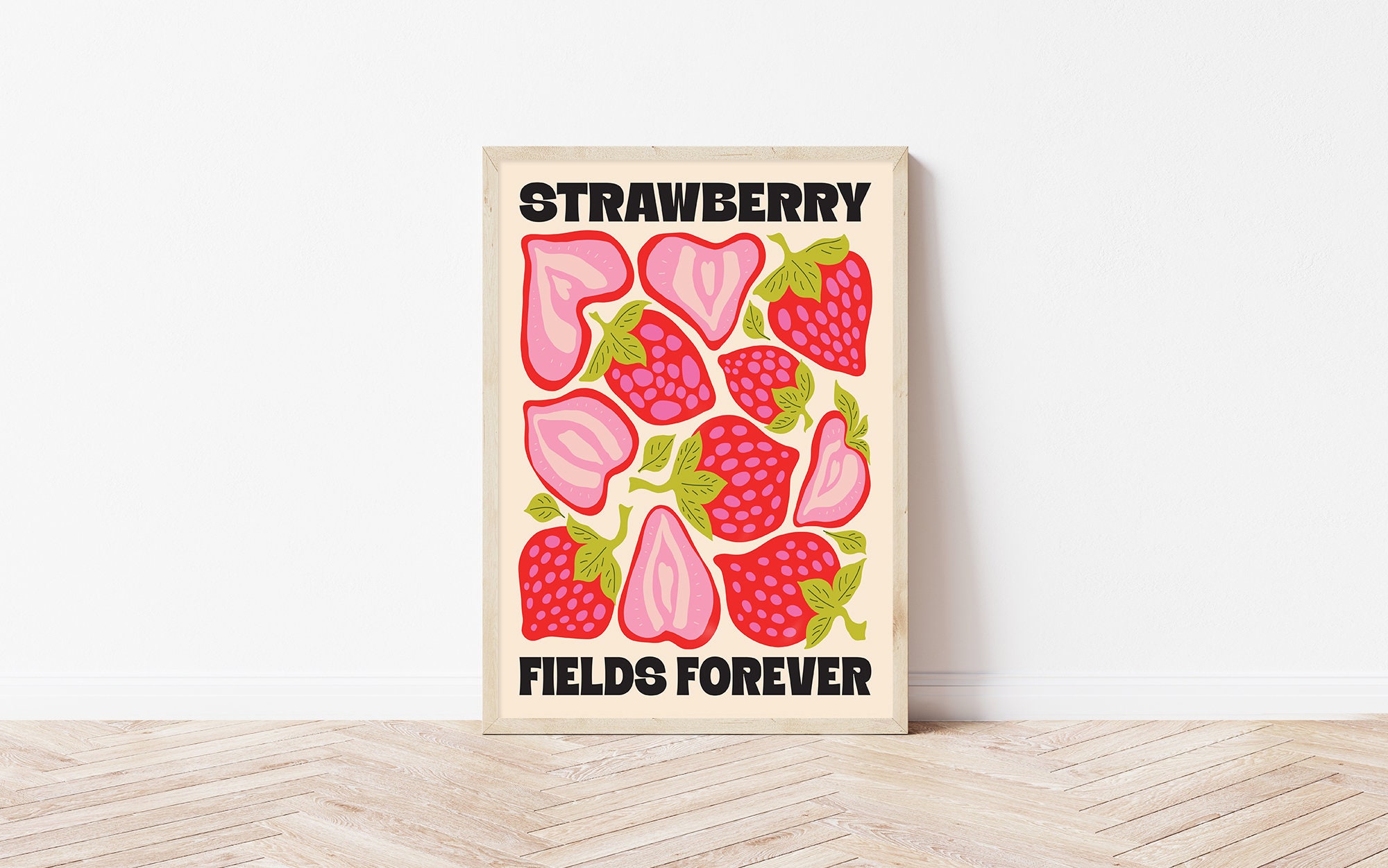 Strawberry Fields Forever | Colourful Typographic Red Wall Art Print | for  Kitchen | Living Room | Bedroom | Gift for Her | A4 A5 - Etsy, image size:2000x1251