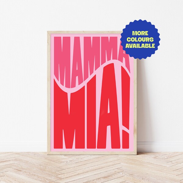 Disco Inspired | Mamma Mia | Wall Art Print | Typographic | A4 A5