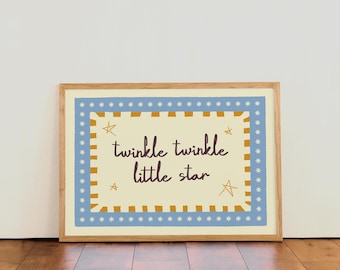 Twinkle twinkle little star | Nursery Rhyme | Colourful Typographic Wall Art Print | Kids Room
