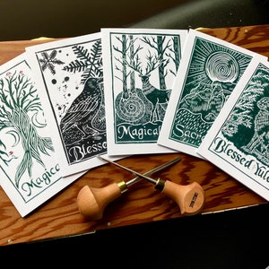 Yule cards, 10 pack of mixed designs. Pagan Xmas cards