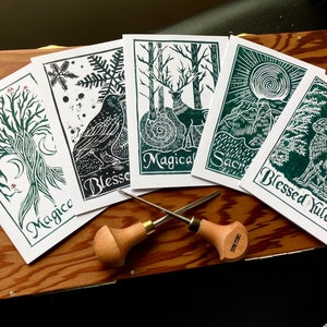 Cartões de Yule, pacote com 10 designs mistos. Cartões de Natal pagãos