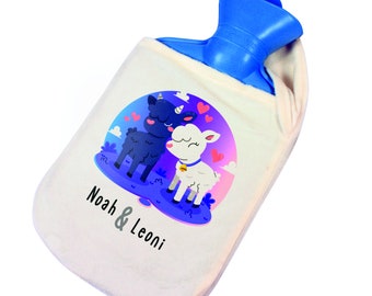 personalized hot water bottle light blue printed with your desired picture