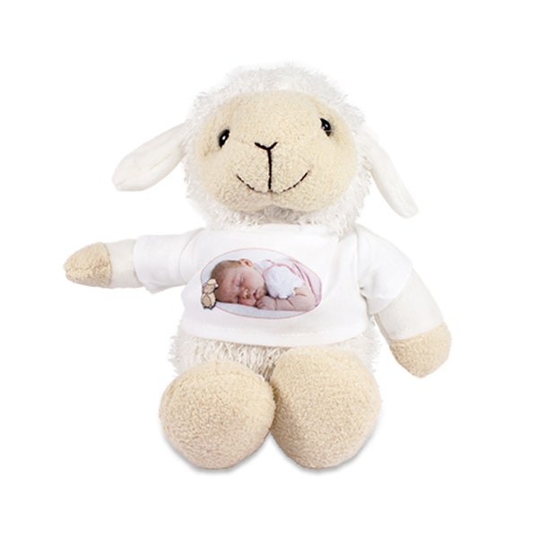 Peluche Berta le mouton avec l'image/photo de votre choix