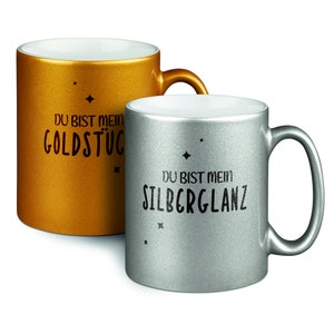 Personalized glitter mug with glitter particles with your desired text/logo