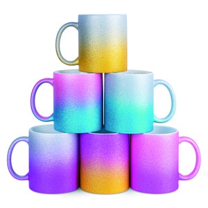 personalized glitter mug with color gradient with your desired text/logo
