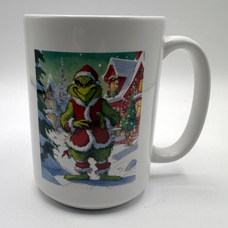 Mug Le Grinch - Céramique Blanche, Personnalisé, Neuf Sous Emballage, Thème Noël