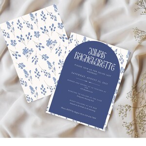 blue bachelorette Invitation| 5x7&#39; portrait invite|