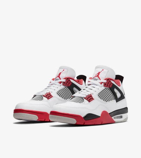 Custom Air Jordan 4 Retro Fire Red | Etsy