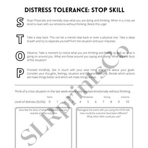 DBT Distress Tolerance TIPP Skills Poster and Handout Etsy Canada