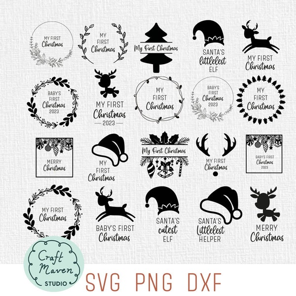 Baby first christmas SVG bundle, my first christmas SVG files, baby christmas clipart, svg and png pack, baby boy, baby girl xmas,