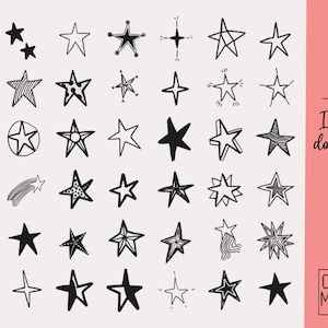 Arquivo SVG de estrela, clipart de estrela, estrela fofa svg, estrelas desenhadas à mão, céu noturno svg, brilho svg, clipart de doodle, brilho, brilho, pequena estrela svg