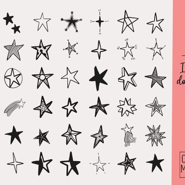 Star SVG file, star clip art, cute star svg, hand drawn stars, night sky svg, twinkle svg, doodle clipart, twinkle twinkle little star svg