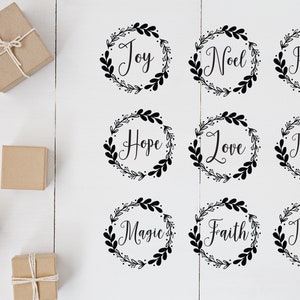 Paquete SVG de adornos navideños, SVG de alegría, SVG de corona navideña, SVG de paz, SVG de decoración navideña, archivos de corte para Cricut, PNG, DXF