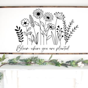 Bloom waar je bent geplant SVG, Wildflower citaat SVG, Bloemen citaten SVG, Floral design Svg, Floral cut file, Dxf file, Sunflower Svg
