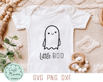 Little Boo Ghost SVG, Baby Halloween Onesie (SVG, PNG)