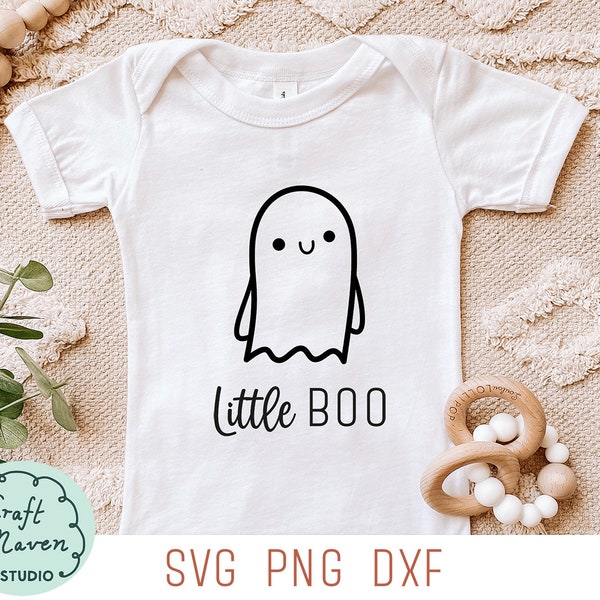 Little boo svg, baby bodysuit svg, cute halloween onesies svg, babys first halloween svg, funny baby onesies svg, cute ghost svg, png file