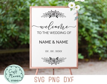 Welcome to the wedding of svg, welcome to the wedding sign svg, wedding welcome sign svg, diy wedding svg, customisable wedding sign svg