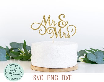 Mr and Mrs cake topper svg, Wedding cake topper svg, Bride and groom svg, engagement party cake topper svg, cupcake topper svg, cut file