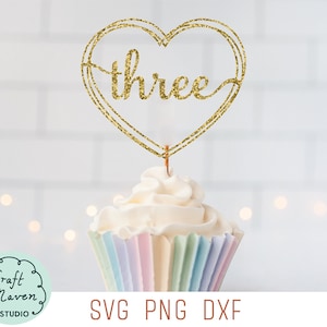 Third birthday cupcake topper svg, Three cake topper svg, Three cupcake topper svg, 3rd birthday cupcake topper svg, 3 cupcake topper svg