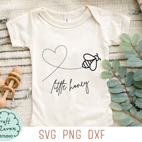 Little honey svg, baby bodysuit svg, honeybee svg, onesies for girls svg, newborn bodysuit svg, cut files for cricut, dxf file, baby girl