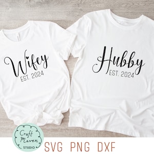Wifey Hubby est 2024 svg, Casal correspondente svg, Marido e mulher svg, Wifey est 2024 svg, Camisas de recém-casados svg, Sr. e Sra est 2024 svg