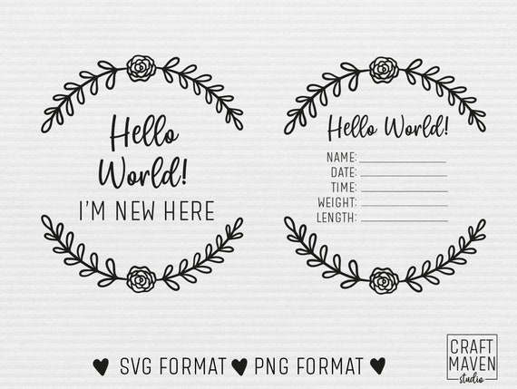 Baby Announcement Sign SVG Hello World SVG Newborn Boy Birth | Etsy Canada
