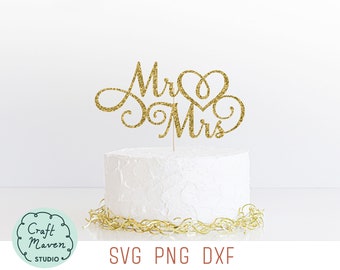 Mr and Mrs cake topper svg, Wedding cake topper svg, Bride and groom svg, engagement party cake topper svg, cupcake topper svg, cut file