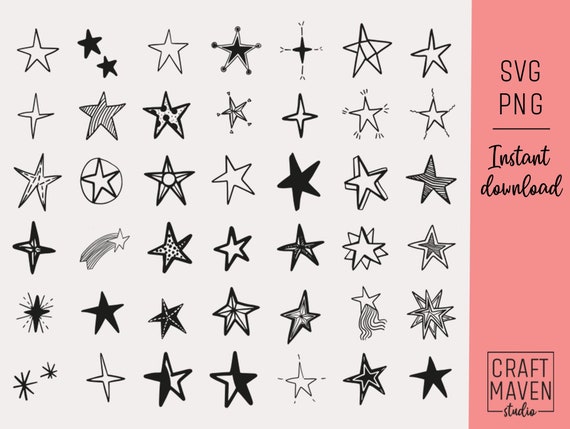 Star SVG File Star Clip Art Cute Star Svg Hand Drawn Stars | Etsy