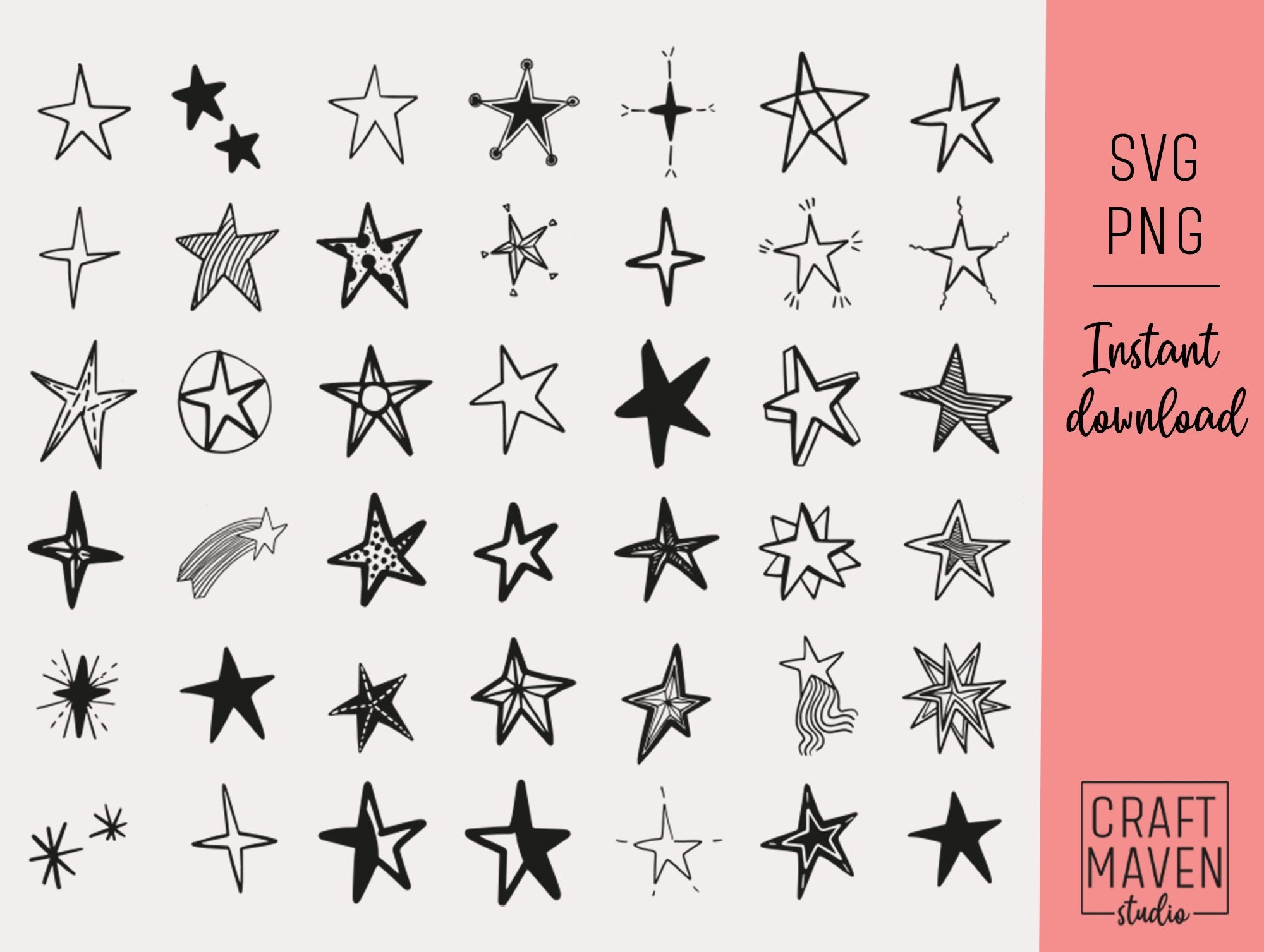 Star SVG file, star clip art, cute star svg, hand drawn stars, night sky svg, twinkle svg, doodle clipart, twinkle twinkle little star svg