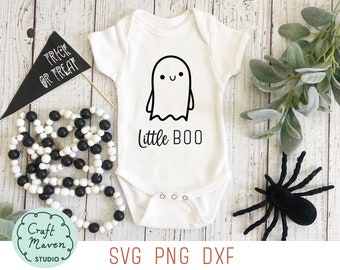 Babys erster Halloween-Geist SVG, Little Boo Strampelanzug (SVG, PNG)