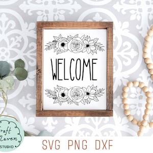 Znak powitalny Svg, Dom wiejski SVG, Znak powitalny Kwiaty, Kwiaty powitalne, Dom wiejski SVG, Róże SVG, Znak powitalny z kwiatami, Png, dxf