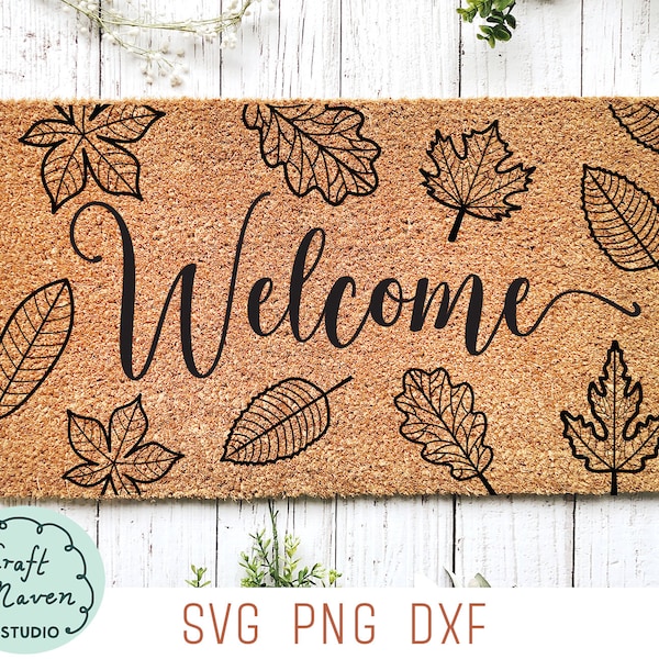 Fall doormat svg, autumn welcome mat svg, door mat svg, hello pumpkin svg, Autumn leaves svg, fall decor svg, fall porch sign svg, png, dxf