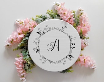 Floral Alphabet SVG, Monogram Wreath, Hexagon Frame (Digital Files)
